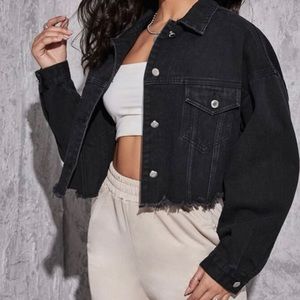 Cropped Black Jean Jacket